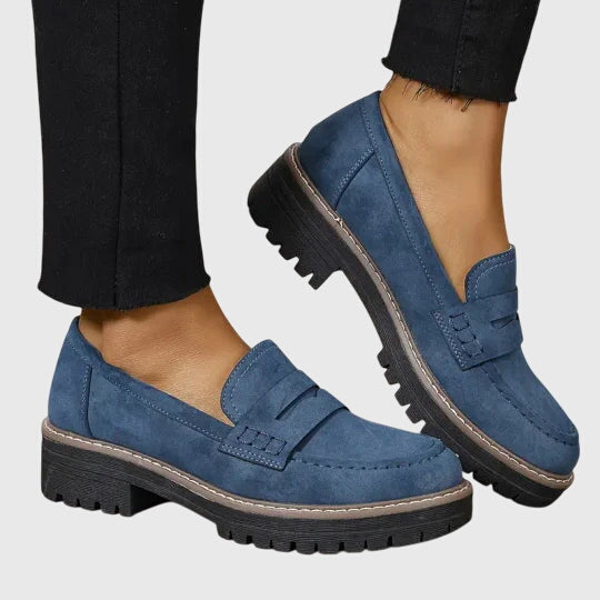 Women’s Suede Loafers Slip-On Penny Strap Lug Sole