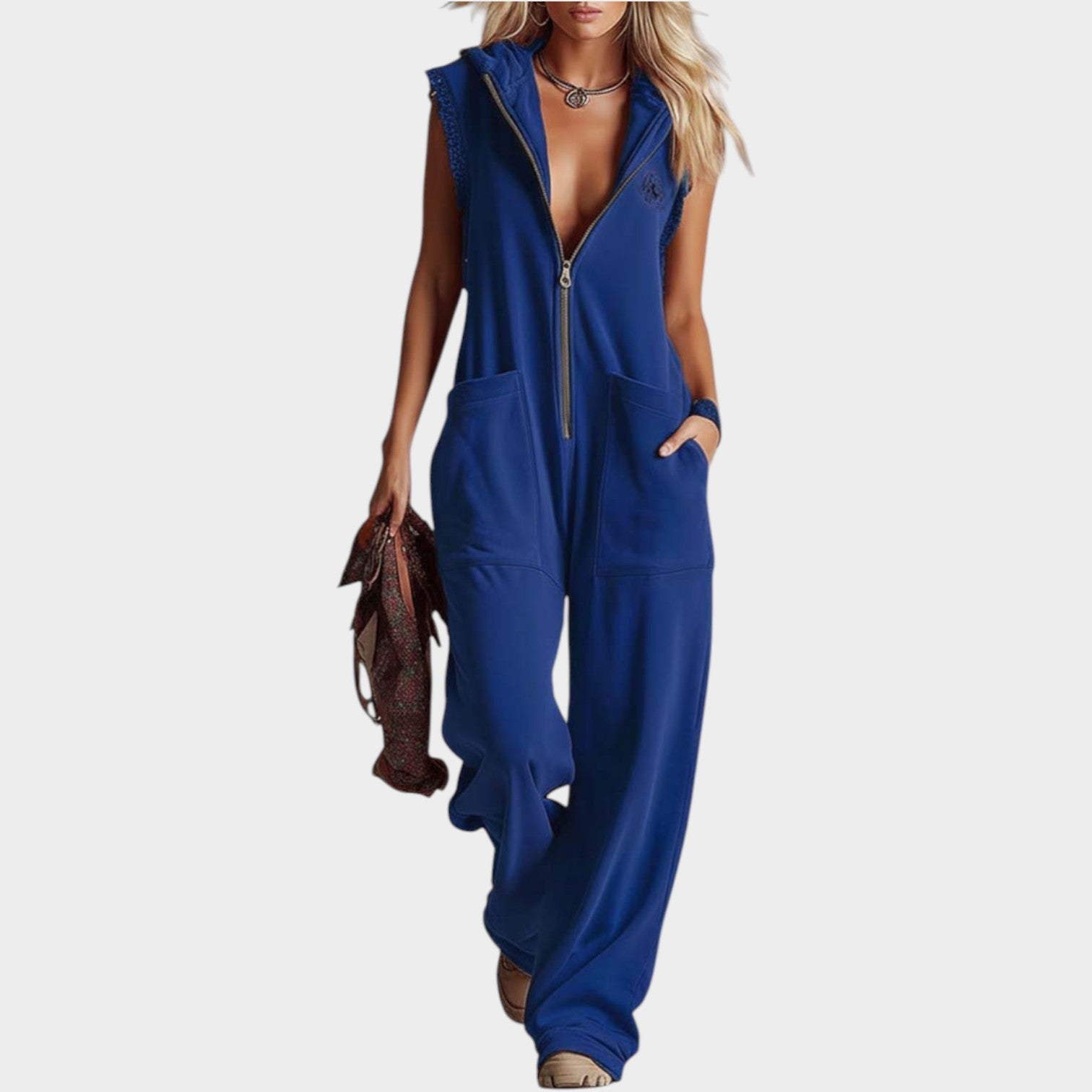 Relaxed Zip-Up Hooded Jumpsuit