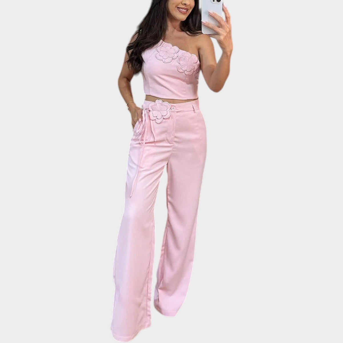 Women's Matching Set One Shoulder Floral Two Piece