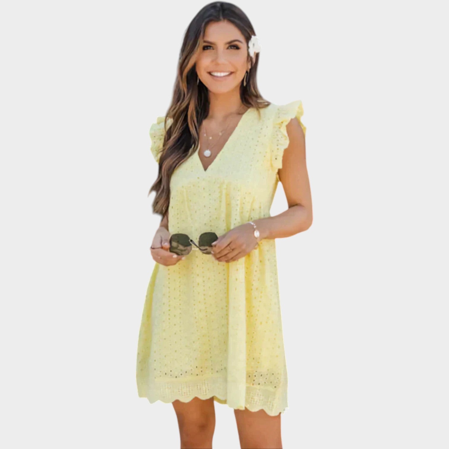 Eyelet V-Neck Summer Dress
