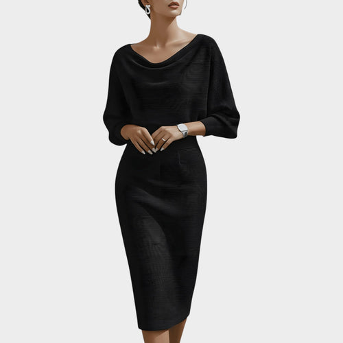 Knitted Draped Midi Dress