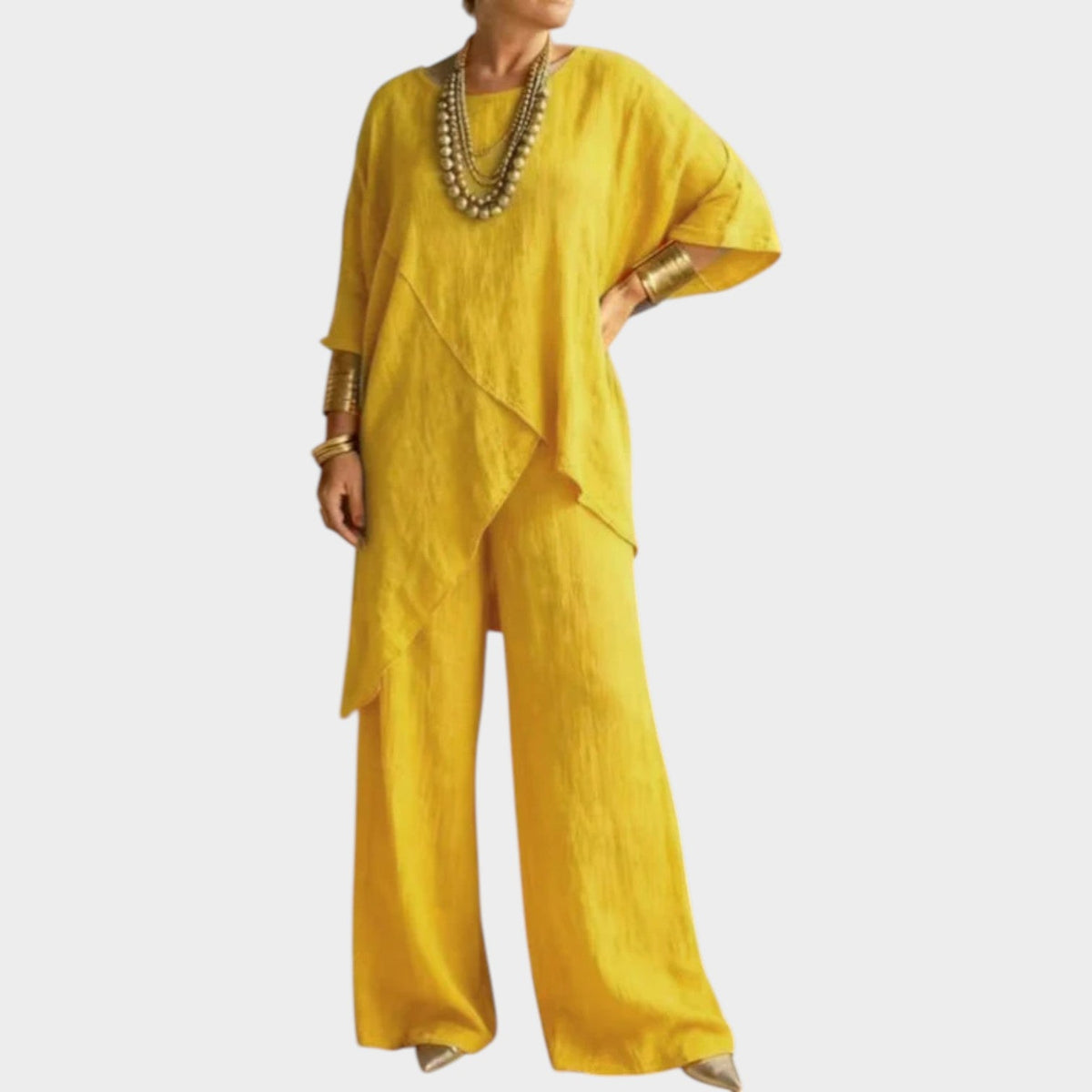 Women's Linen Matching Set Asymmetrical Two Piece