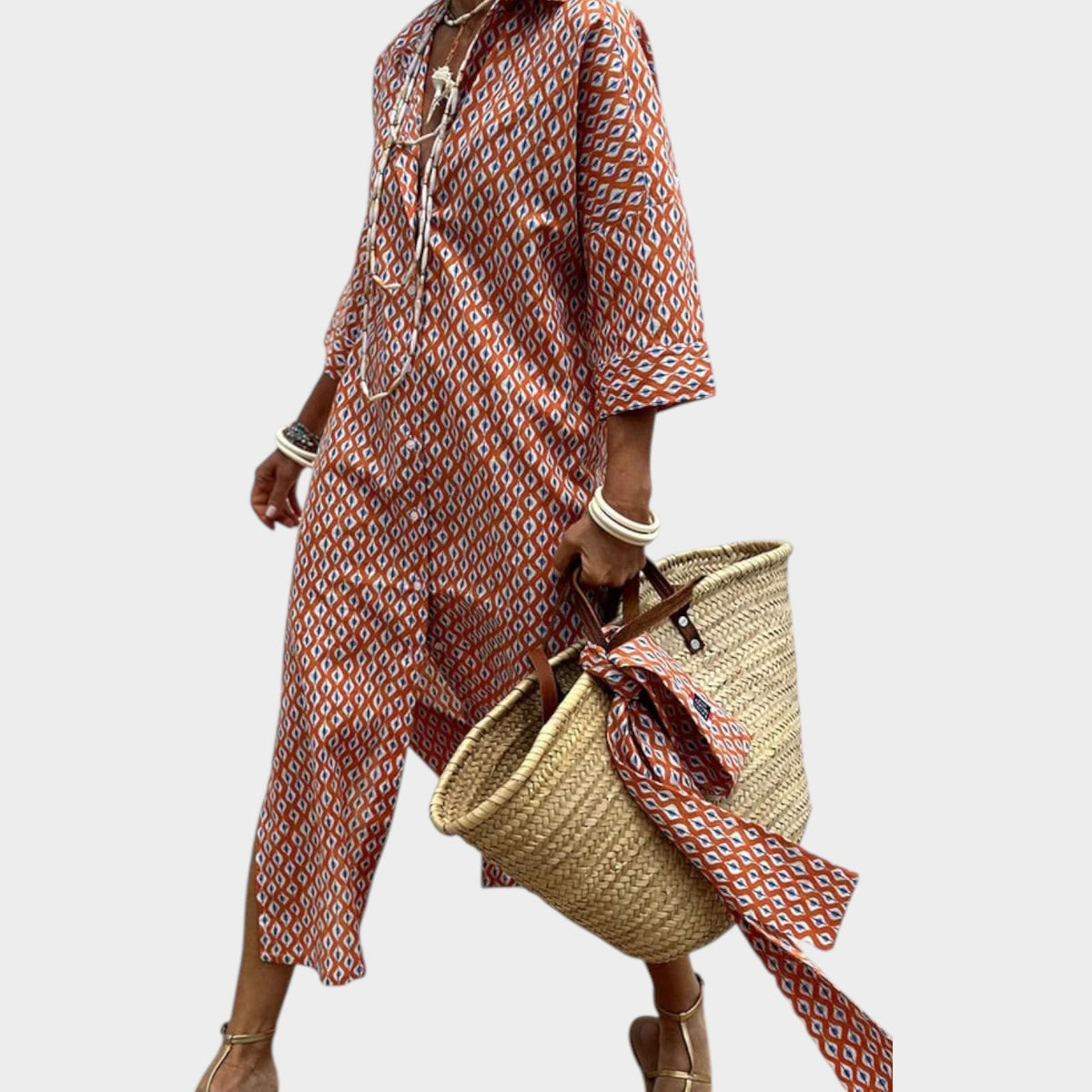 Women's Summer Midi Dress Shirt Button Down