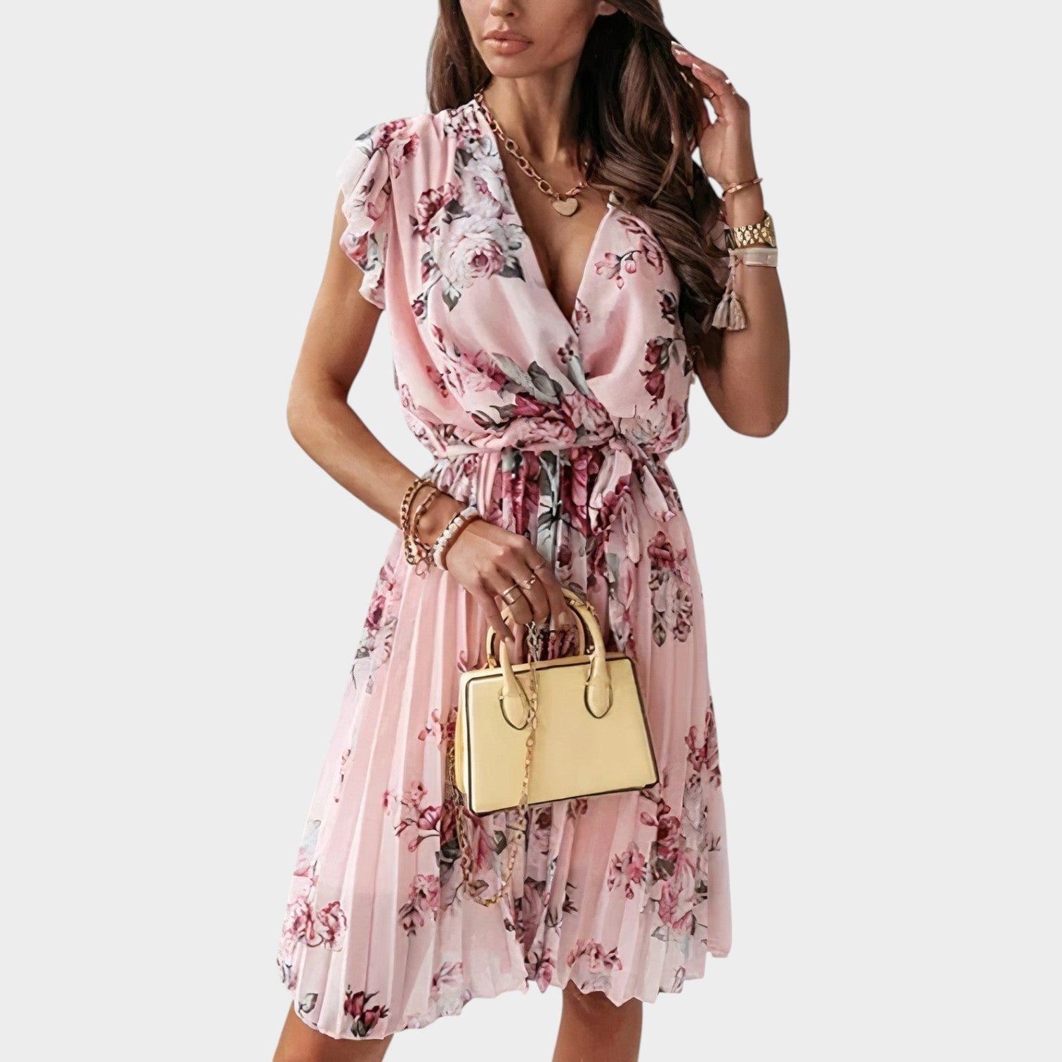 Floral Wrap Summer V-Neck Midi Dress