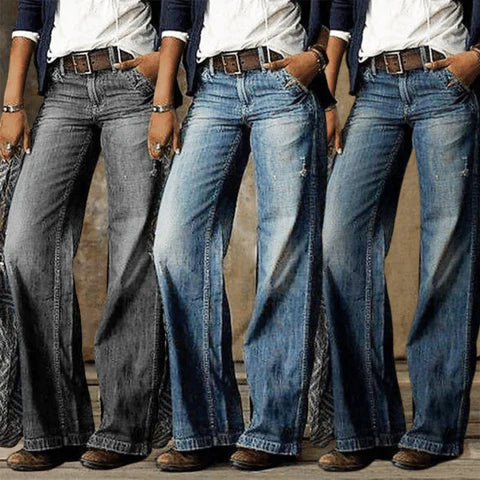 River | Women's Retro High-Waisted Wide Leg Flare Jeans