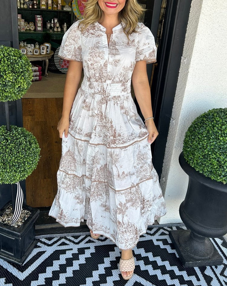 Camille™ | Elegant Toile Maxi Dress