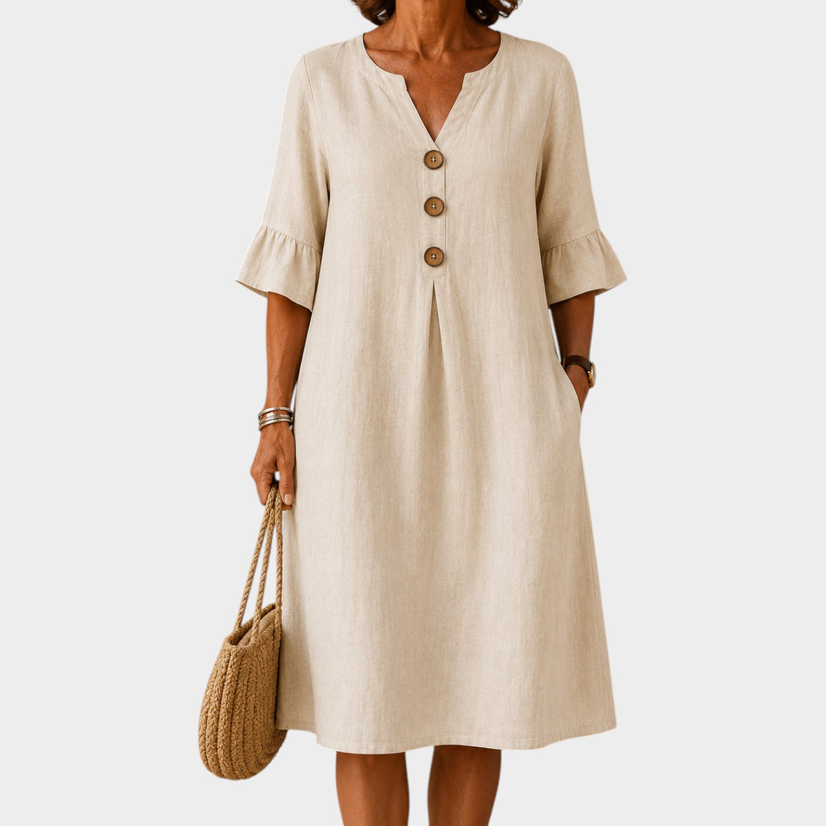 Women's Summer Mini Dress Casual Button-Up