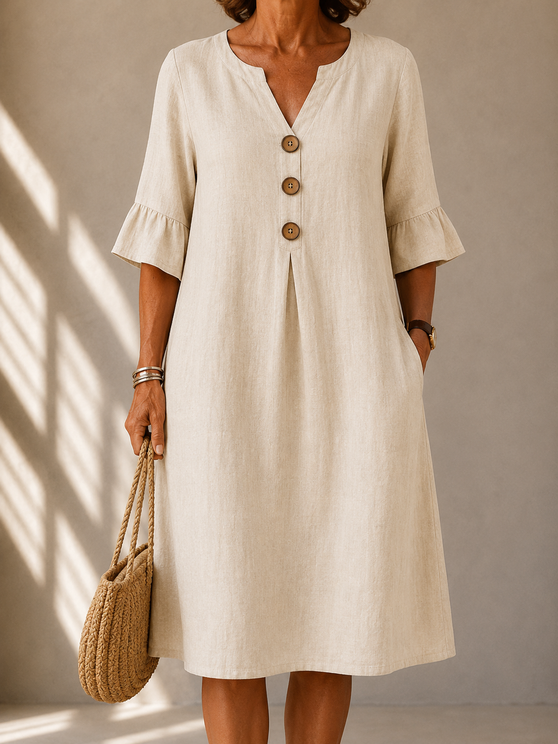 Women's Summer Mini Dress Casual Button-Up