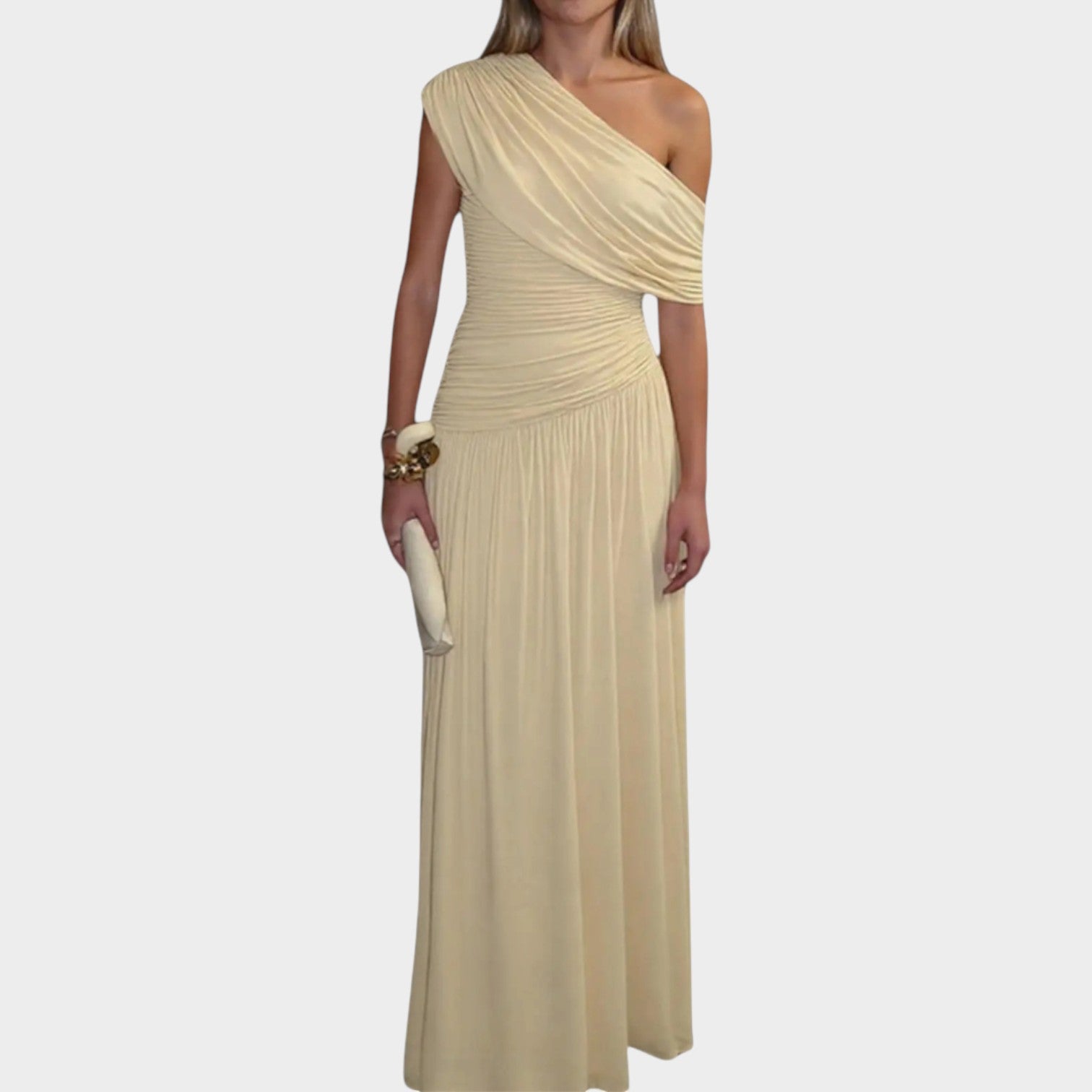 One Shoulder Ruched Formal Maxi Dress