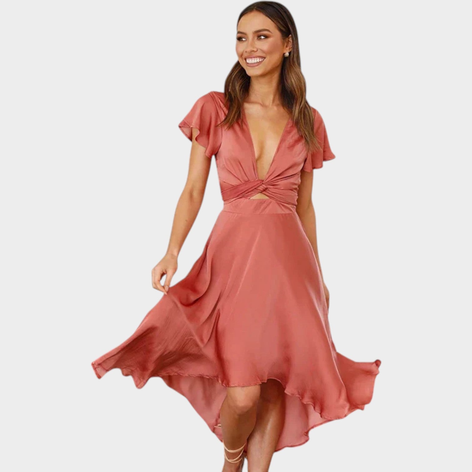 V Neck Midi Formal Dress