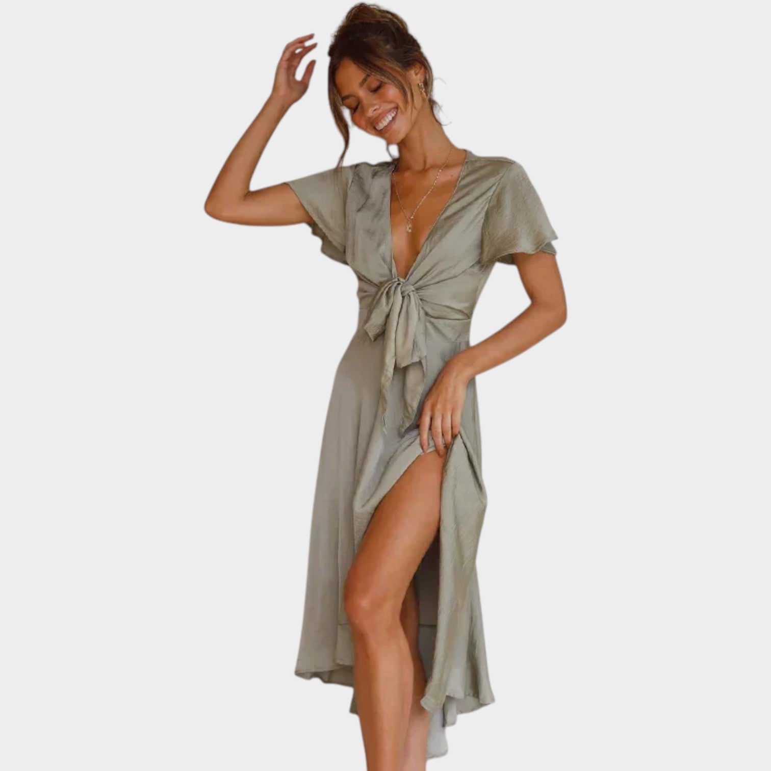 V Neck Midi Formal Dress