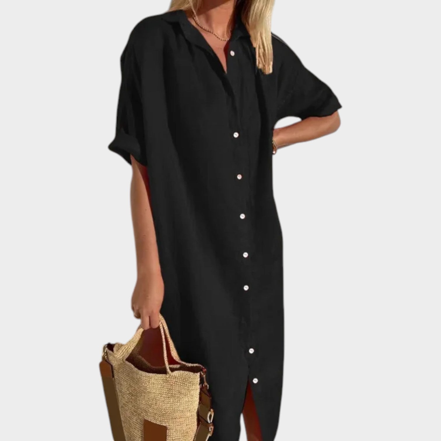Button Front Midi Dress