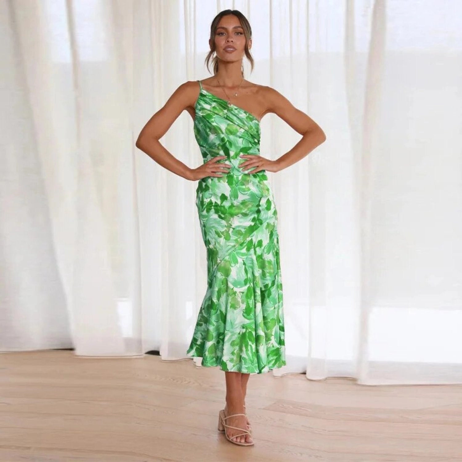 Kathy™ | Women's Floral Maxi Dress with Asymmetrical Design