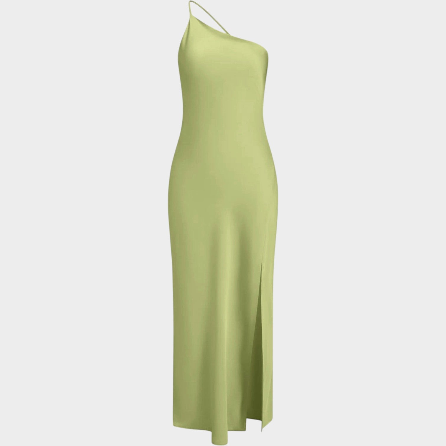 Formal Satin One-Shoulder Elegant Evening Maxi Dress