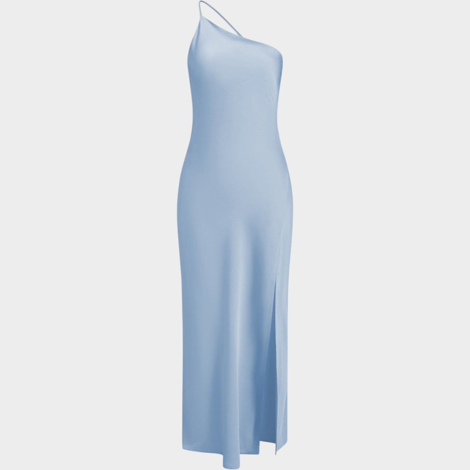 Formal Satin One-Shoulder Elegant Evening Maxi Dress