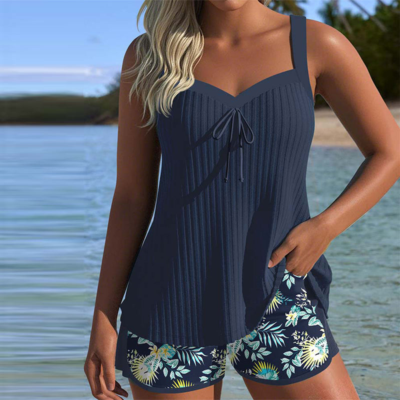 Cassandra | Women's Striped Tankini with Tummy Control
