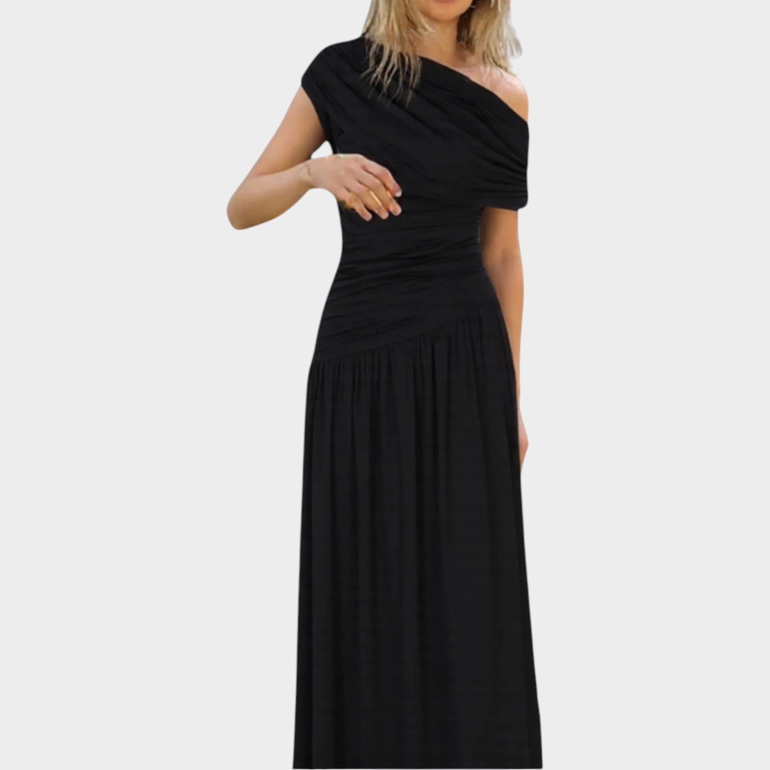 One Shoulder Ruched Formal Maxi Dress
