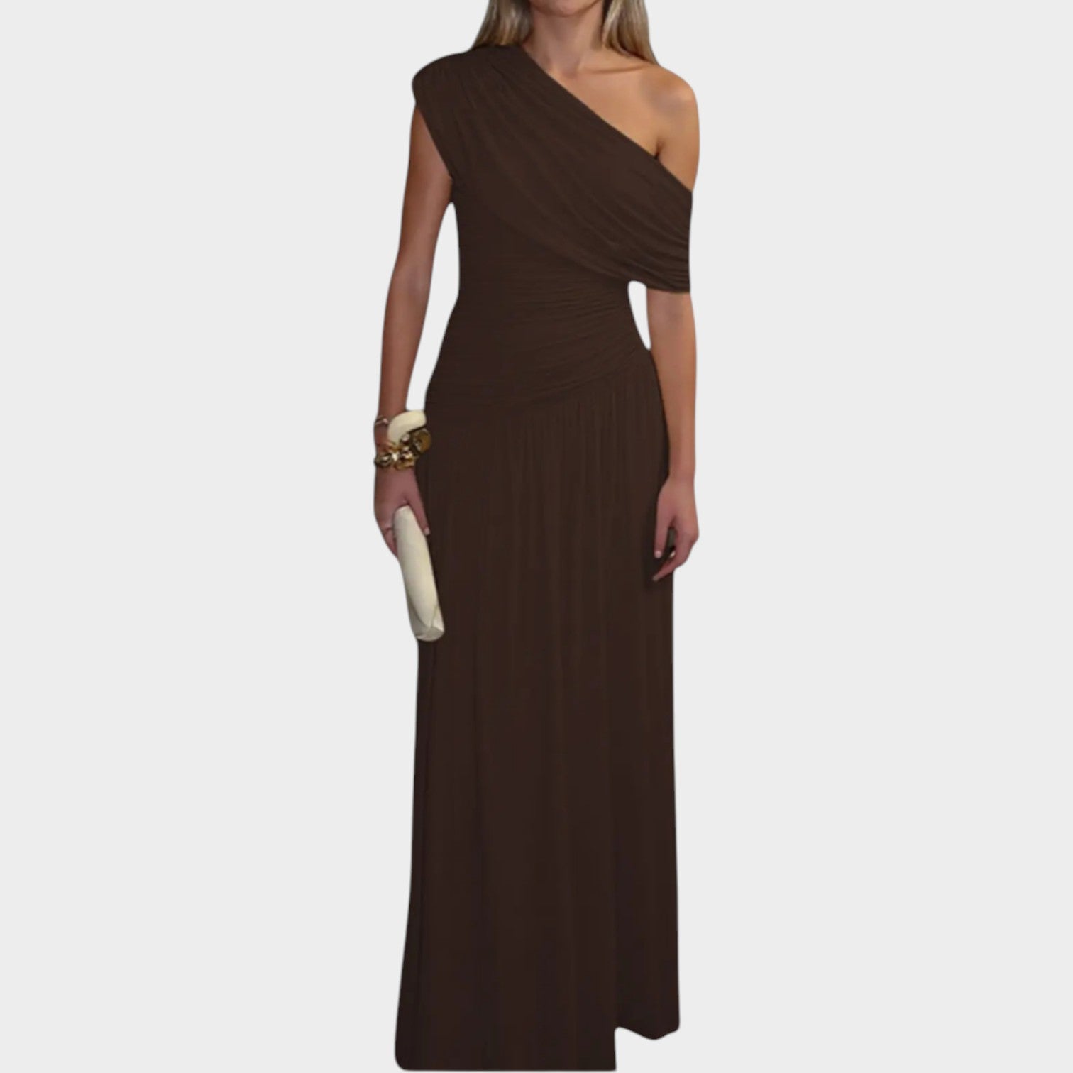 One Shoulder Ruched Formal Maxi Dress