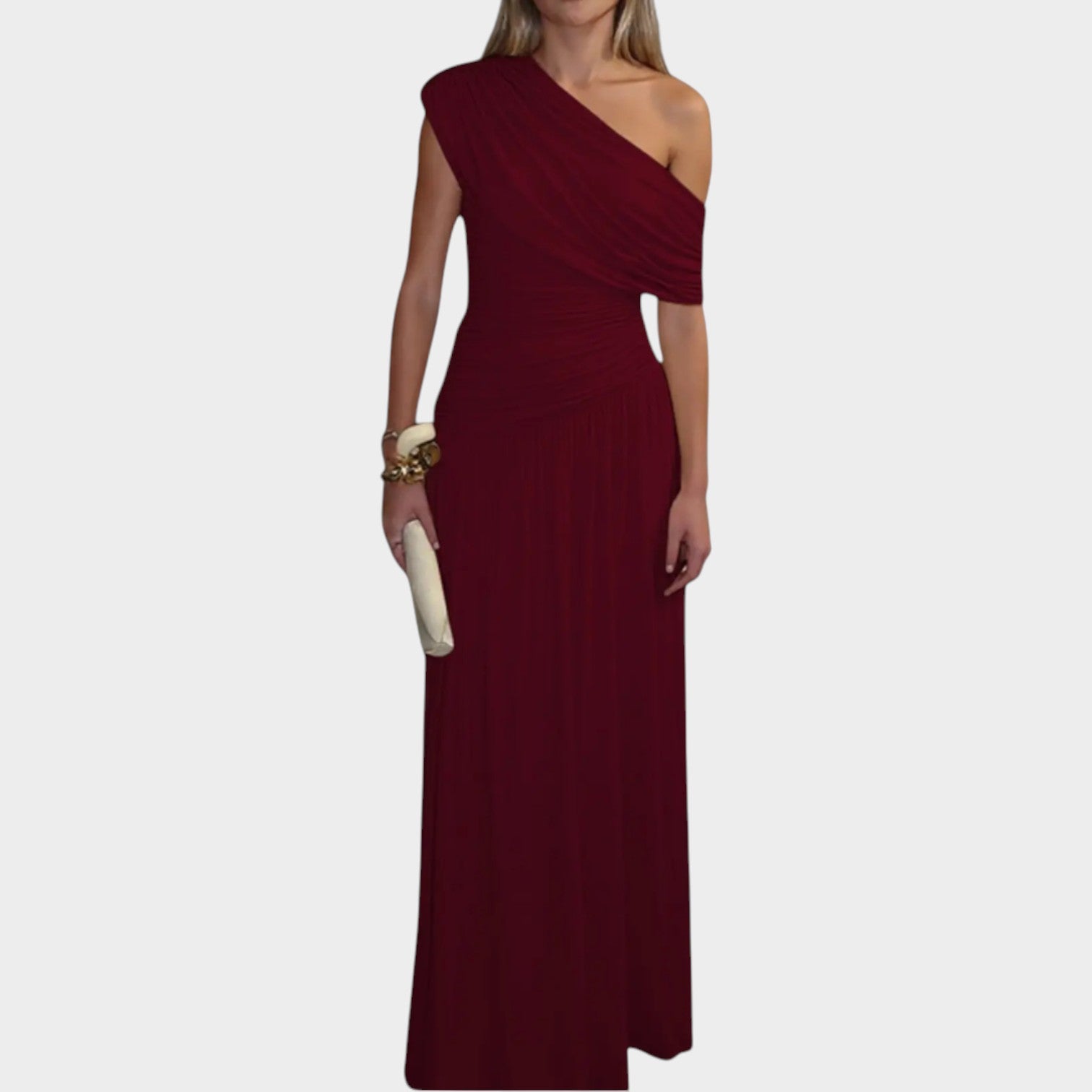 One Shoulder Ruched Formal Maxi Dress