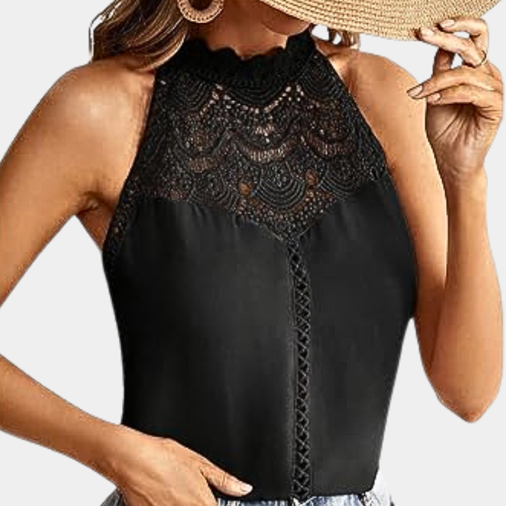 Luna | Women's Lace Halter Neck Sleeveless Top