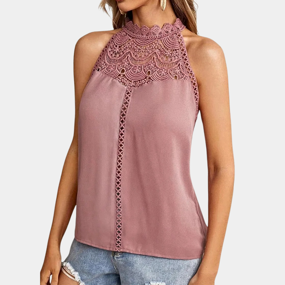 Luna | Women's Lace Halter Neck Sleeveless Top