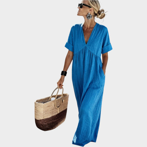 Women's Summer Maxi Dress V Neck Relaxed Fit