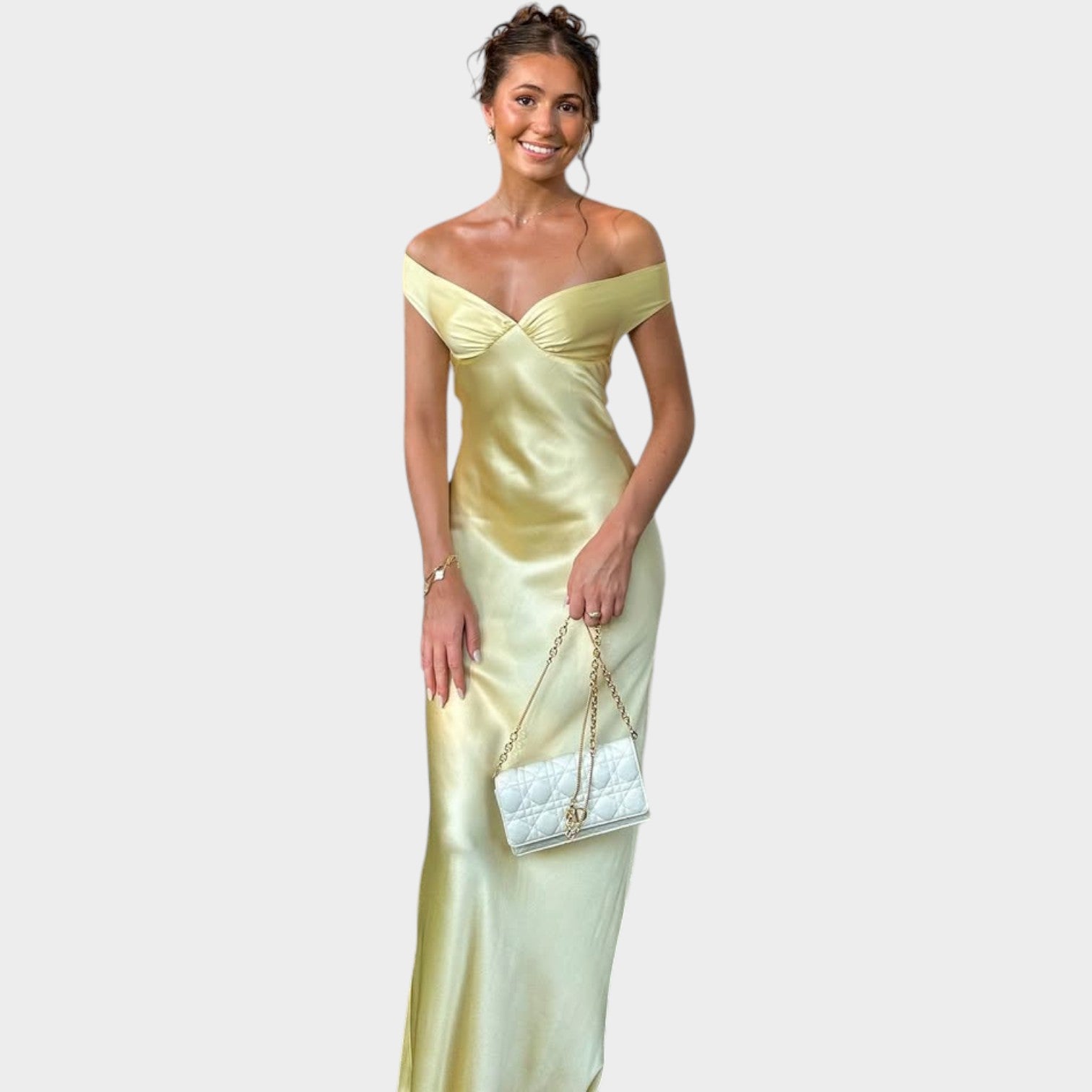 Satin Off Shoulder Maxi Formal Dress