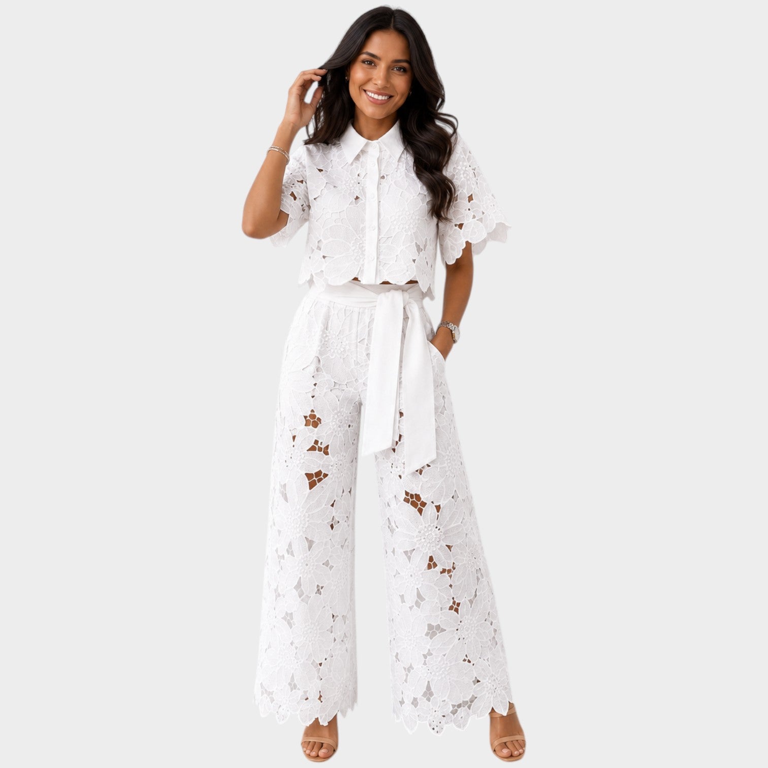 Elegant Floral Lace Two-Piece Set