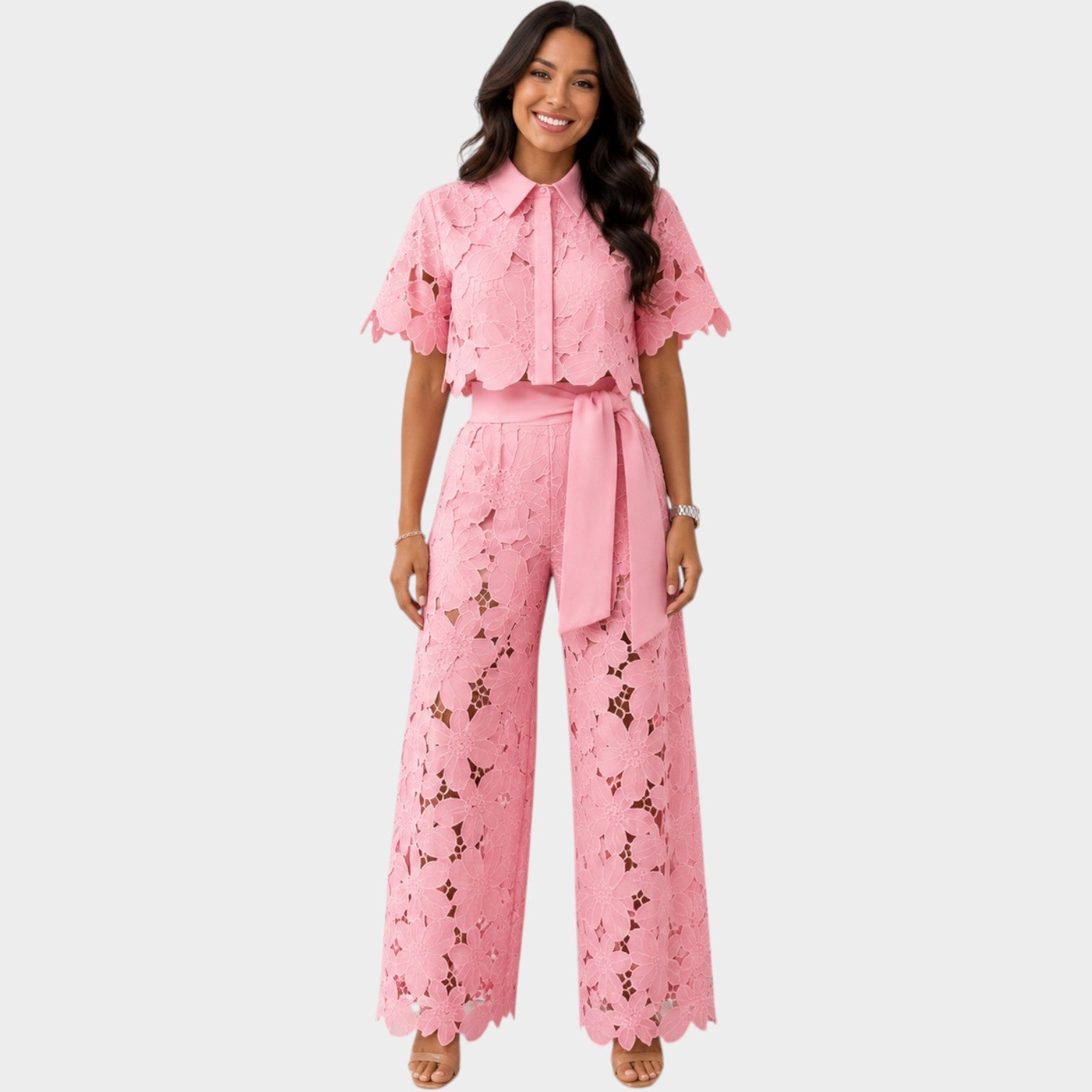 Elegant Floral Lace Two-Piece Set