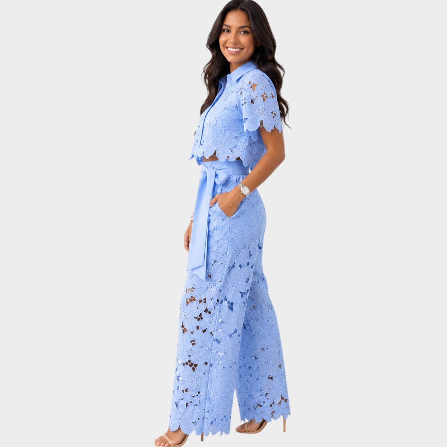 Elegant Floral Lace Two-Piece Set