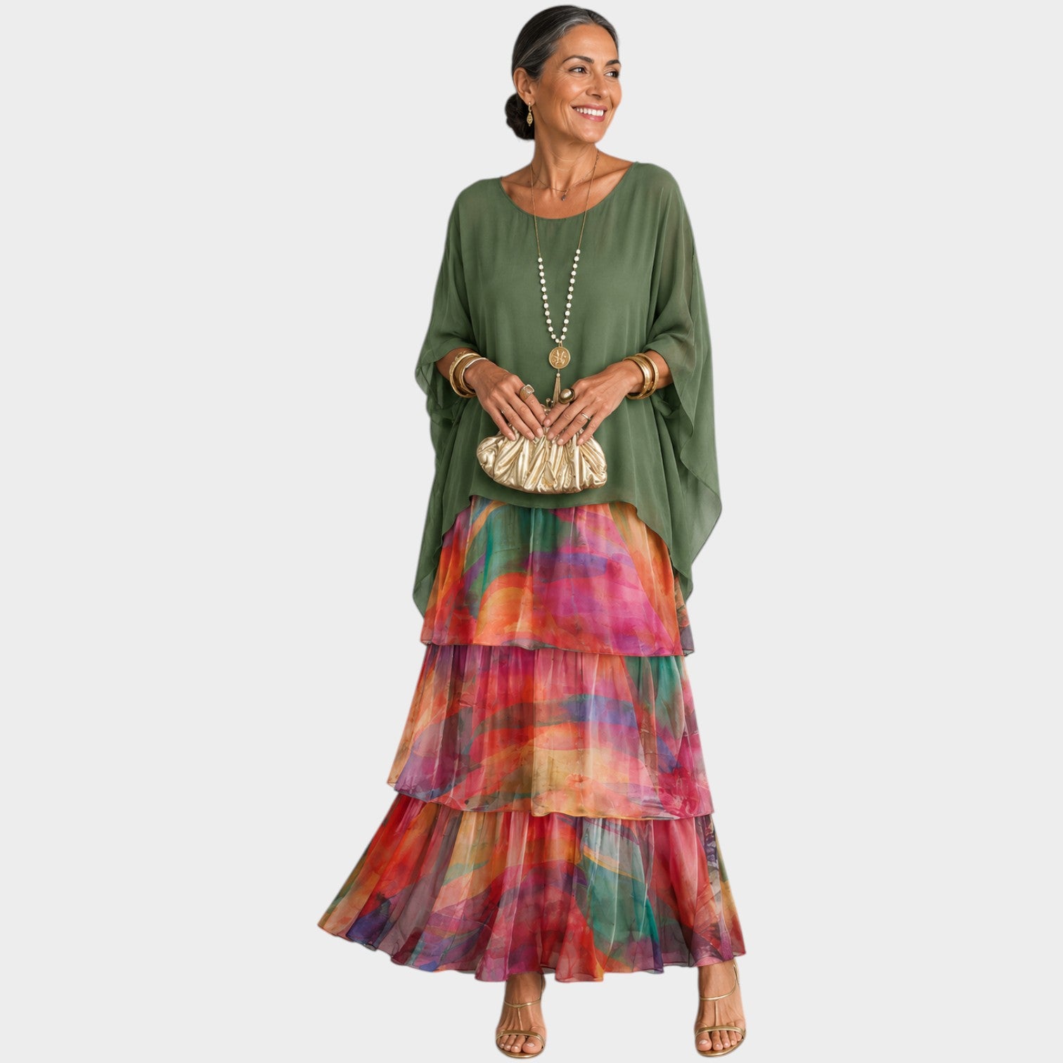 Wedding Guest Flowing Tiered Maxi Dress