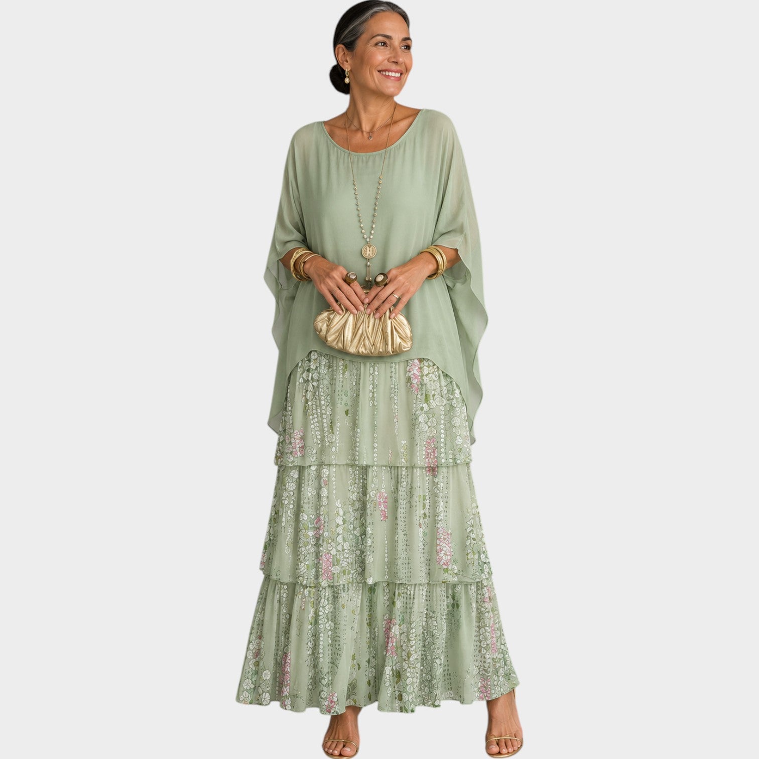 Wedding Guest Flowing Tiered Maxi Dress