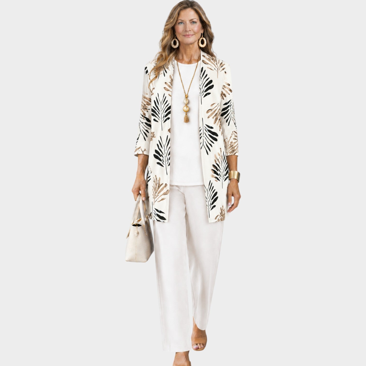 Three Piece Linen Floral Pants Set