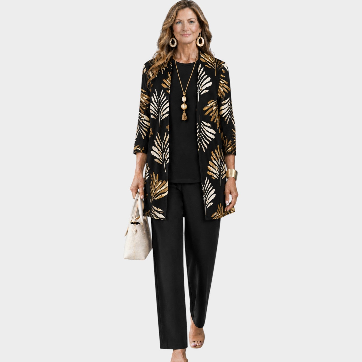 Three Piece Linen Floral Pants Set