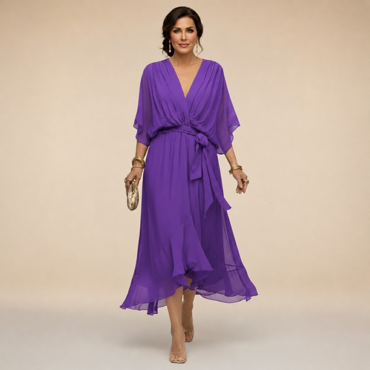 Penelope | Women's V-Neck Wrap Midi Dress" can be rewritten as:

"Penelope | Women's Midi Dress with V-Neck Wrap Design