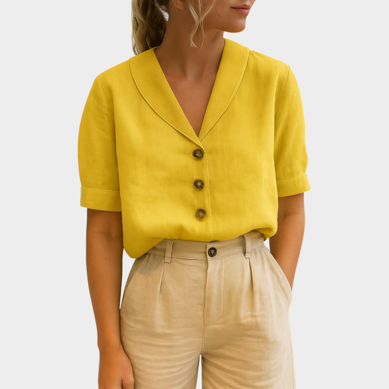 Short Sleeve Button Up Blouse