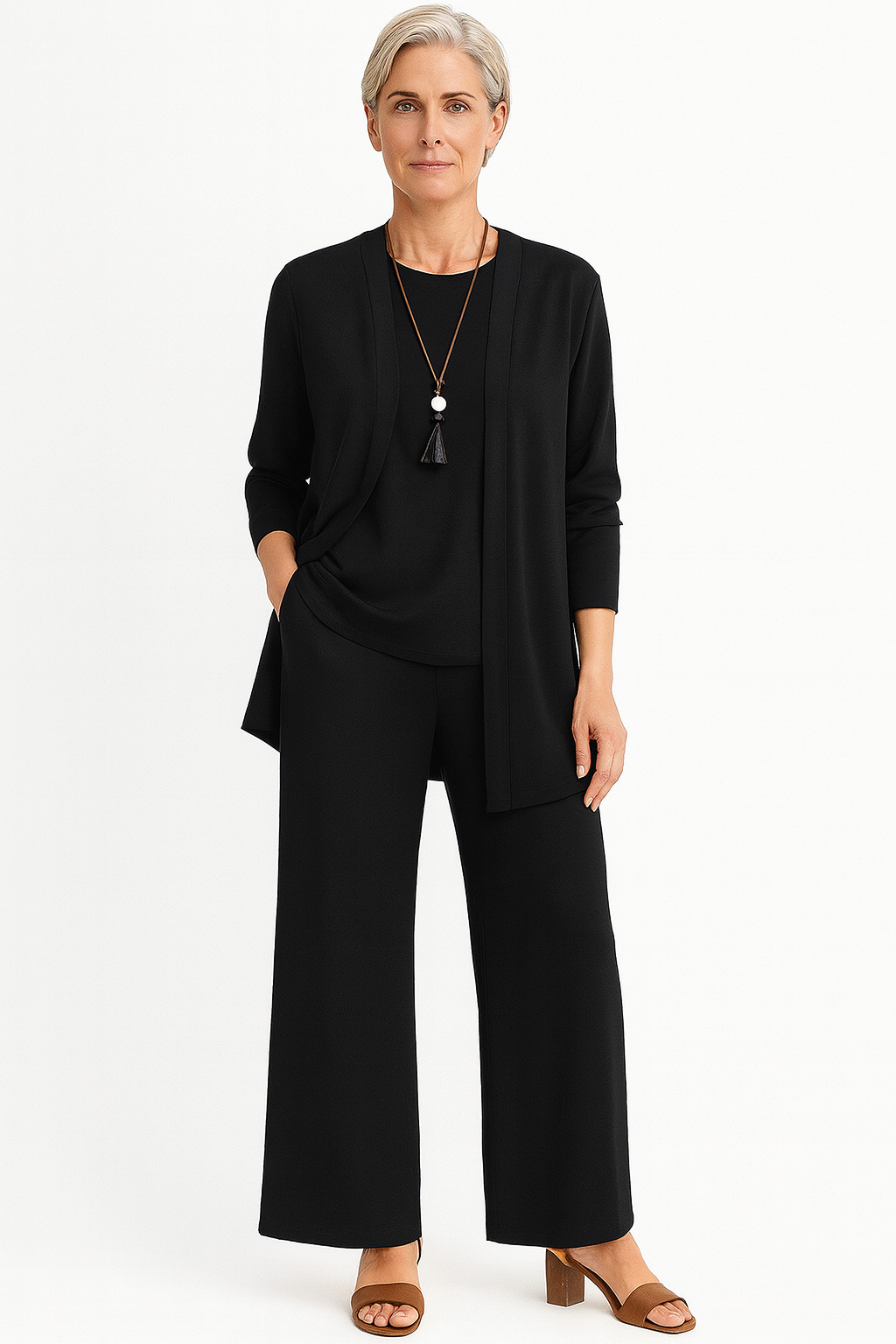 Blair | Women's 3-Piece Set: Cardigan, Tank Top & Wide-Leg Pants