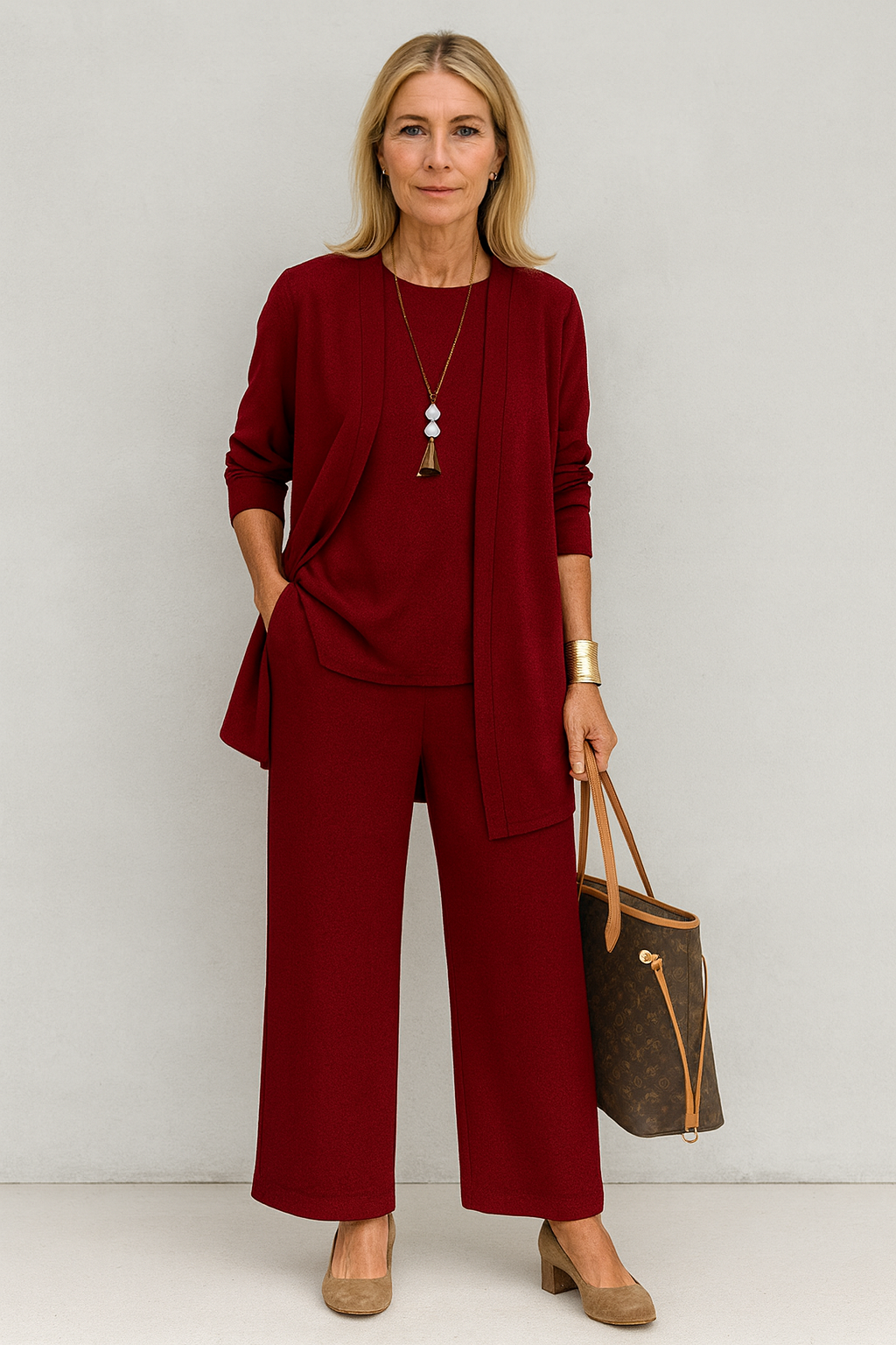 Blair | Women's 3-Piece Set: Cardigan, Tank Top & Wide-Leg Pants