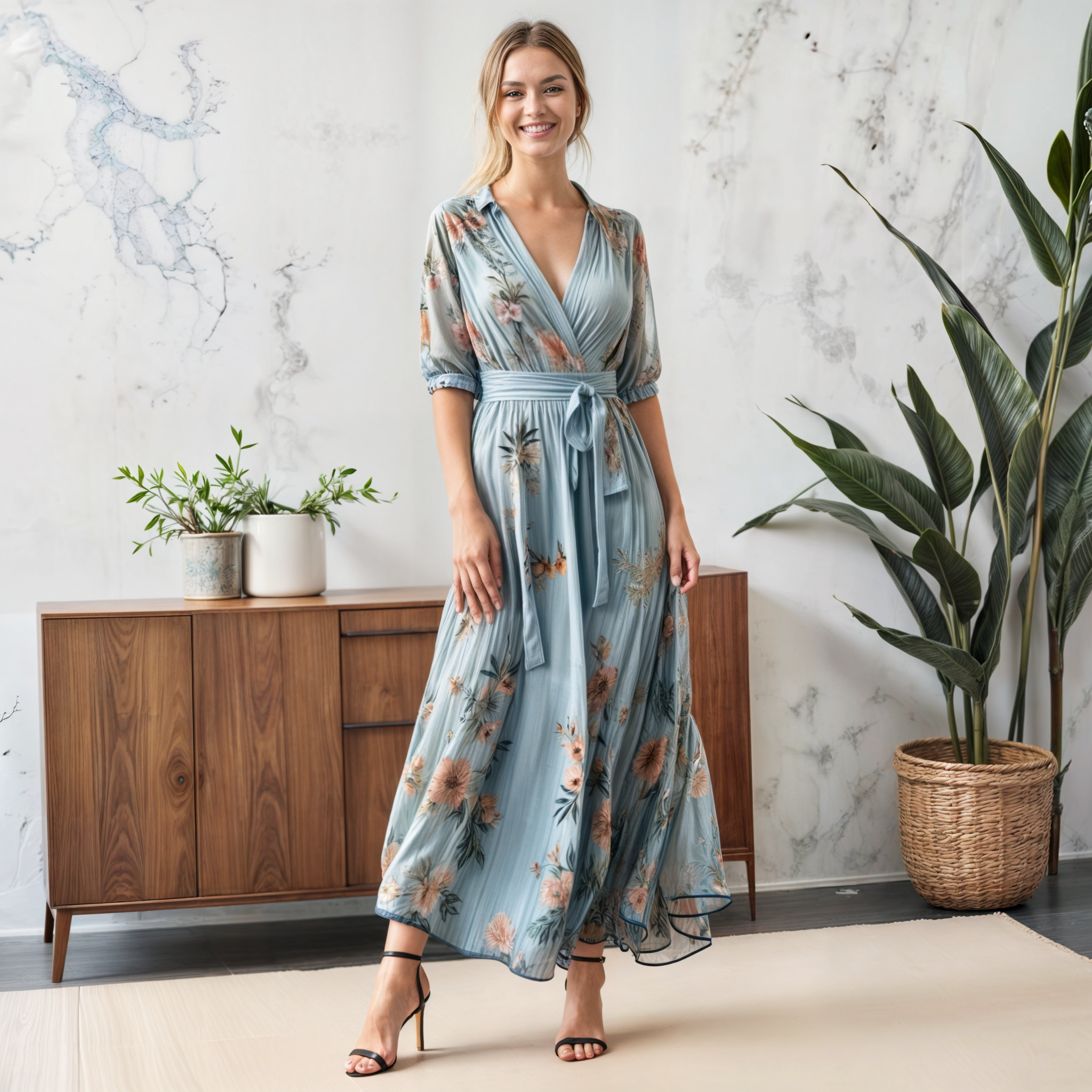 Stacey™ V-Neck Midi Dress