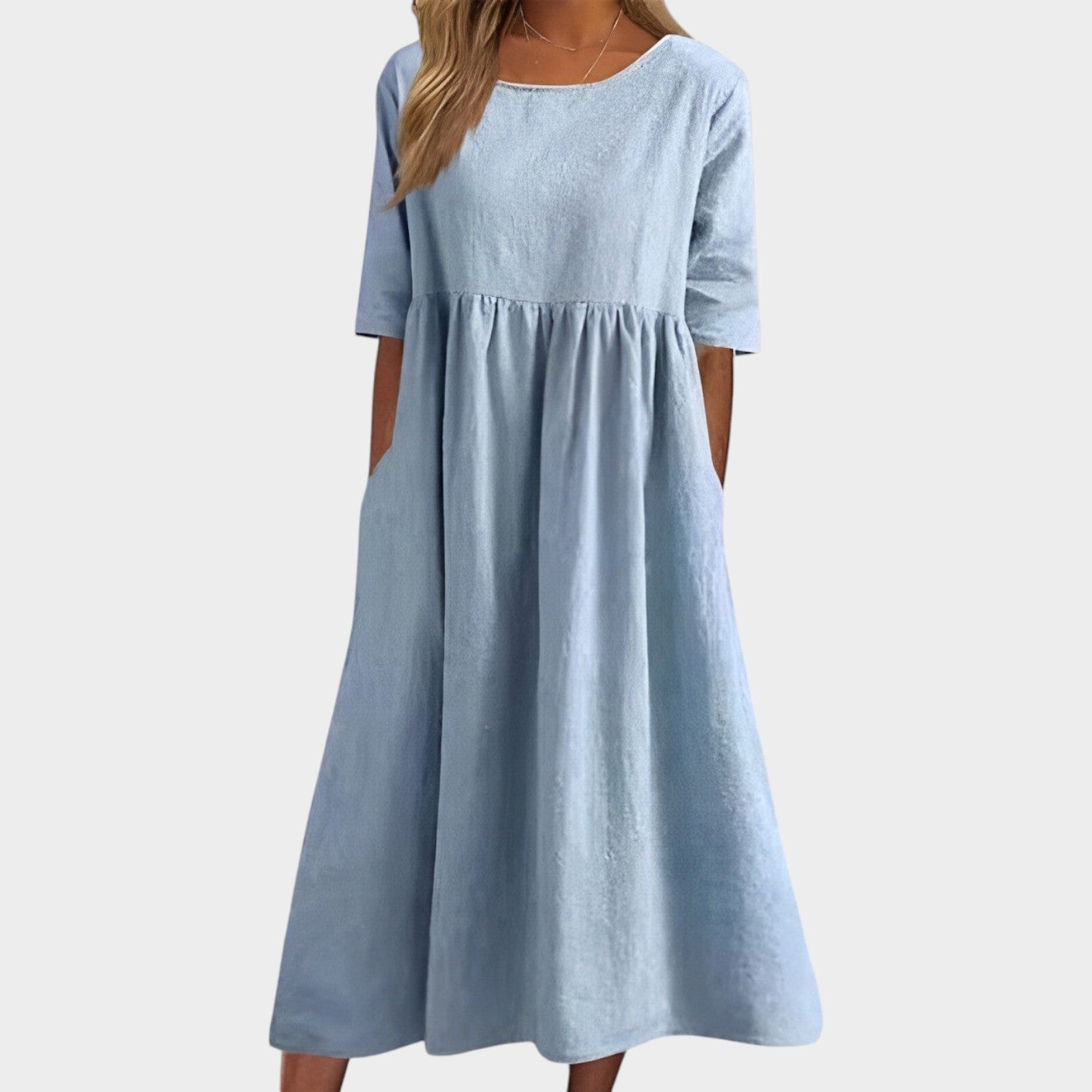 Relaxed Cotton Blend Midi Dress