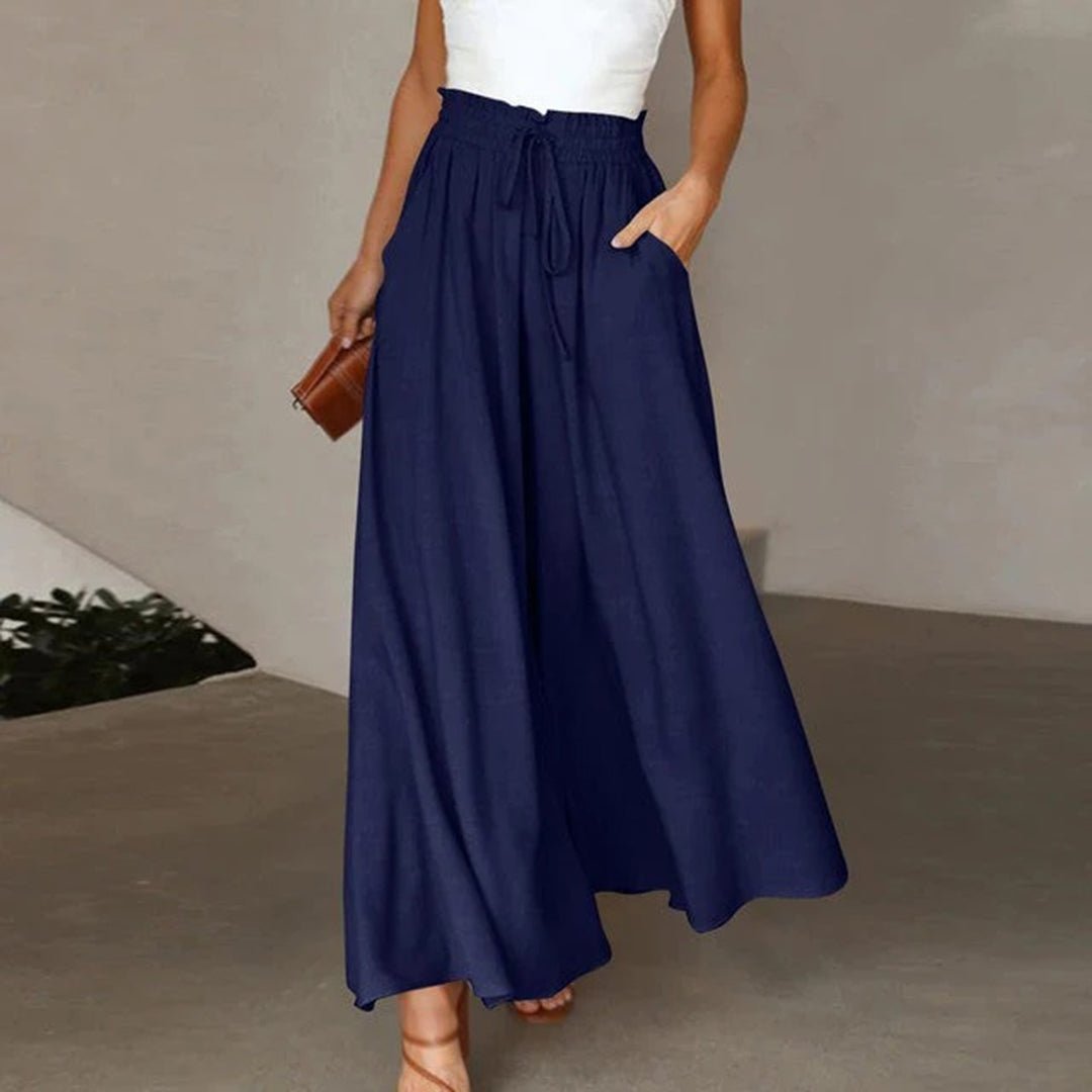 Terra | Women's High-Waisted Wide-Leg Pants with Smocked Drawstring