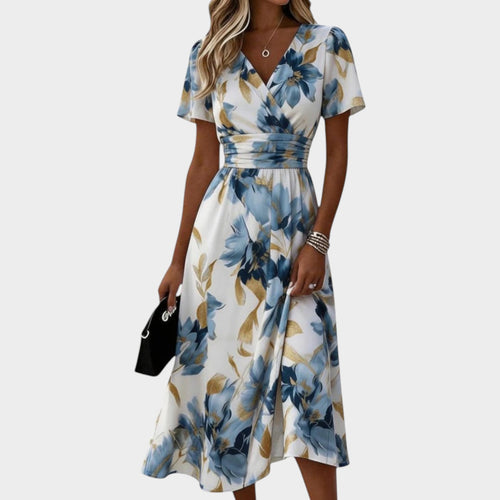 Women's Floral Wrap Midi Dress
