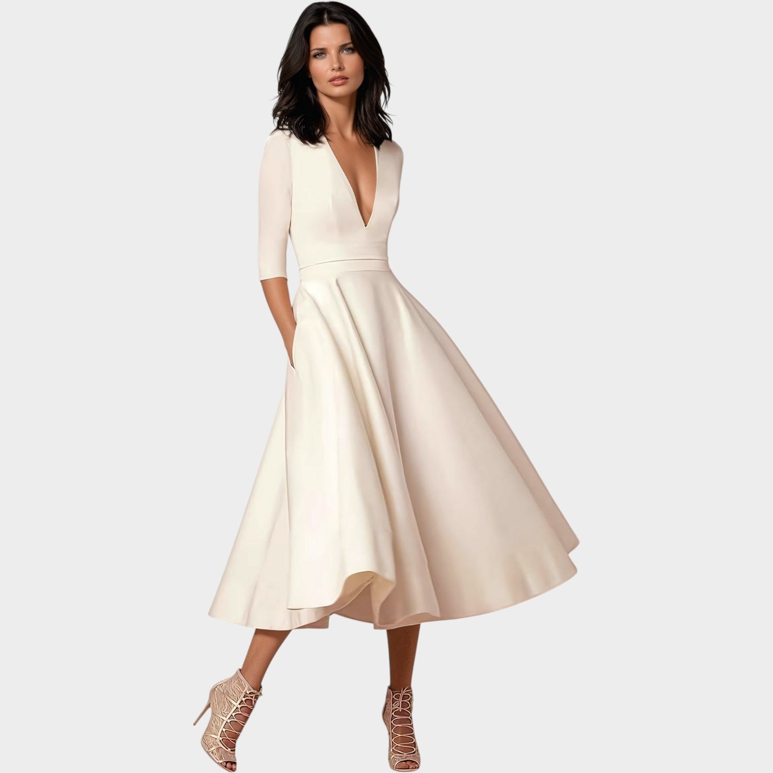 V-Neck Midi Summer Dress