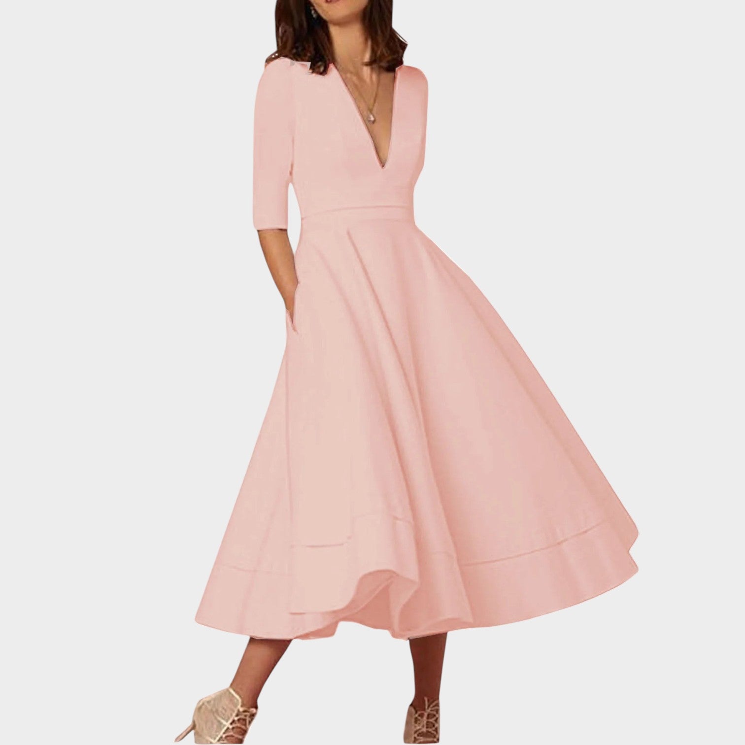 V-Neck Midi Summer Dress