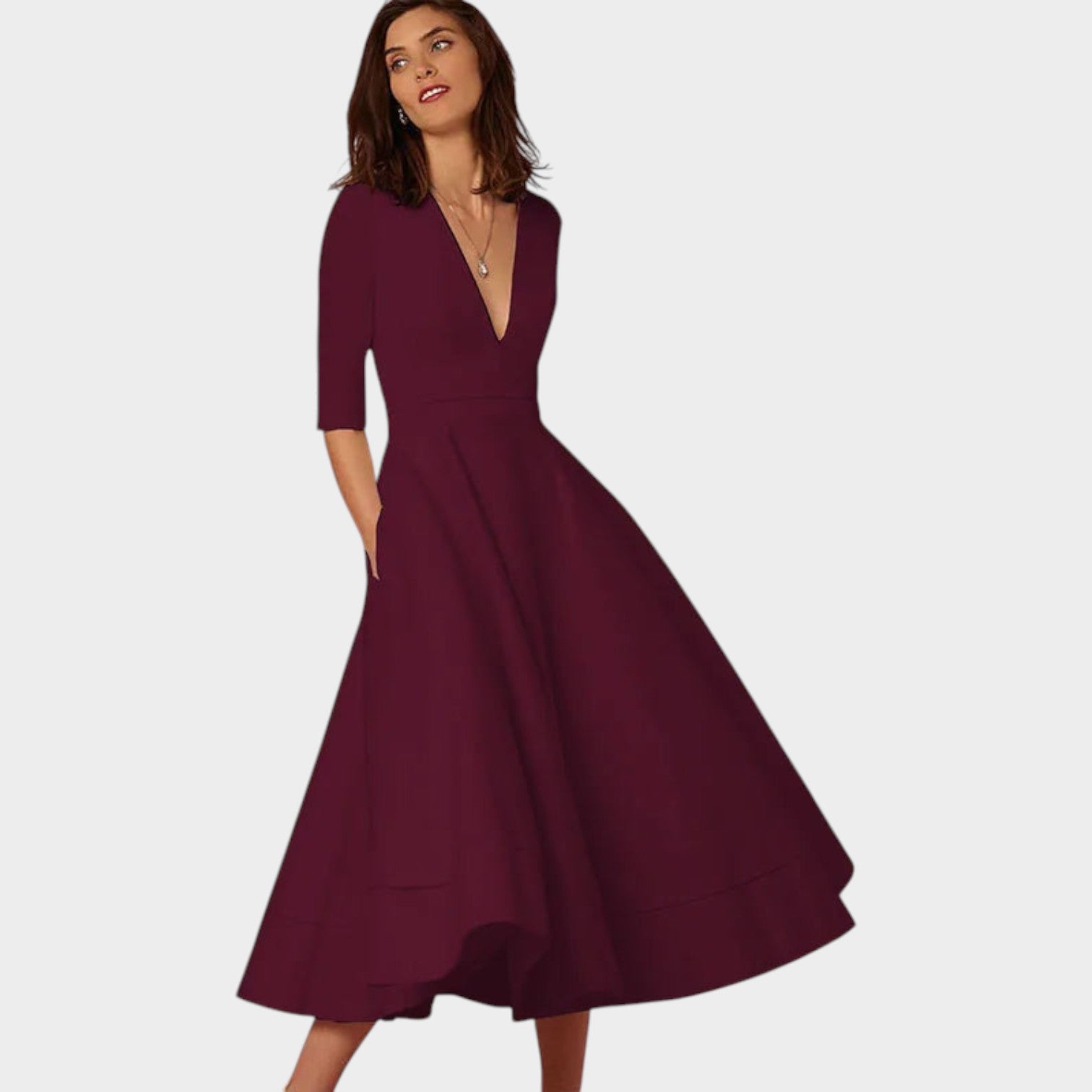 V-Neck Midi Summer Dress