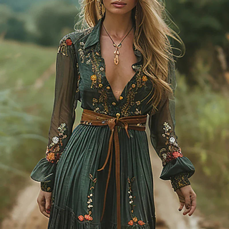Selvara™ | Bohemian-Inspired Floral Maxi Dress