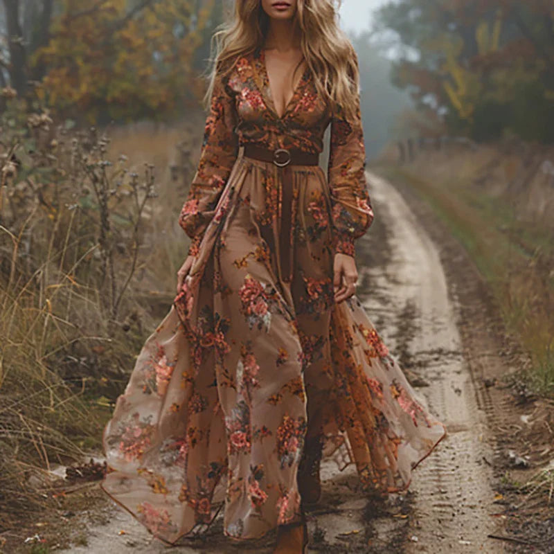 Selvara™ | Bohemian-Inspired Floral Maxi Dress