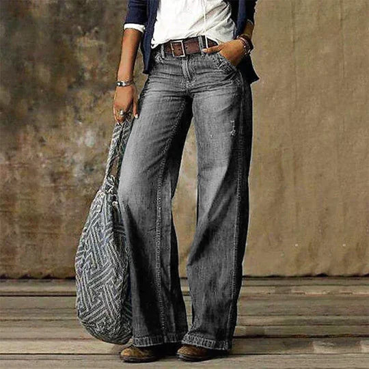 River | Women's Retro High-Waisted Wide Leg Flare Jeans