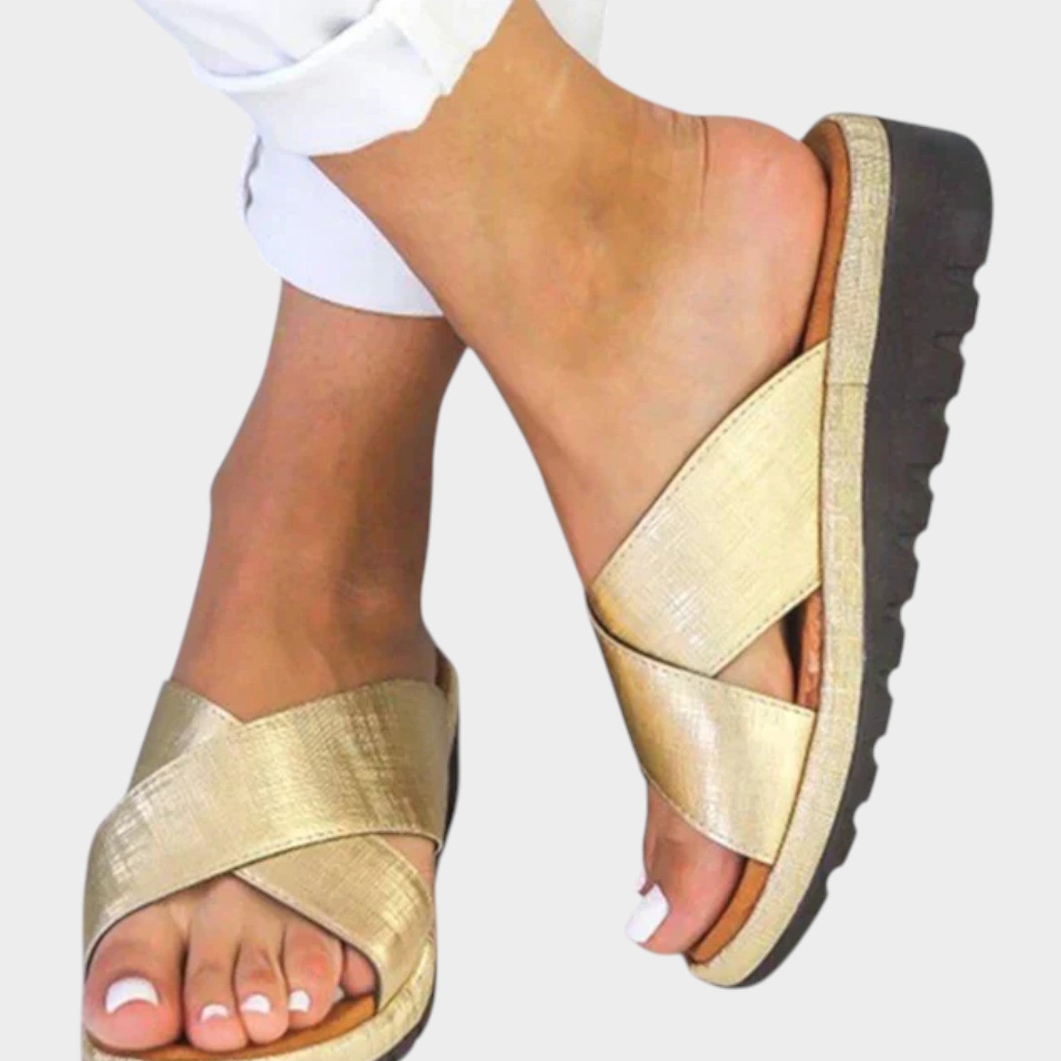Criss Cross Platform Slide Sandals