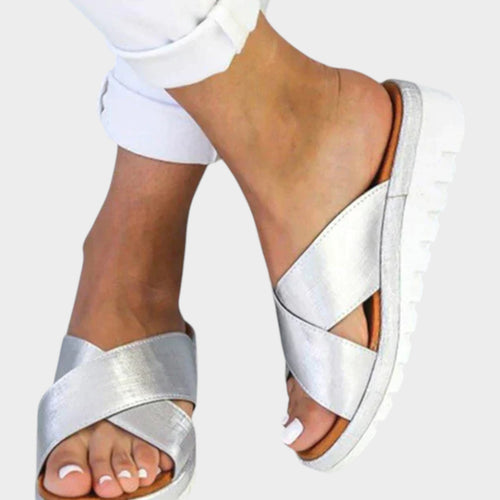 Criss Cross Platform Slide Sandals